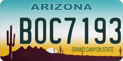 AZ license plate BOC7193