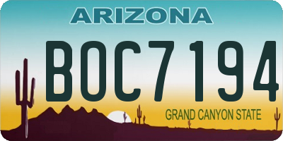 AZ license plate BOC7194