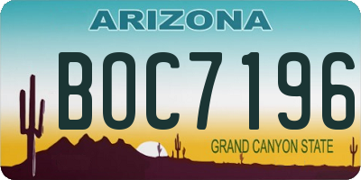 AZ license plate BOC7196