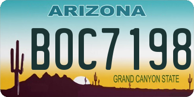 AZ license plate BOC7198