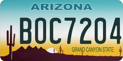 AZ license plate BOC7204