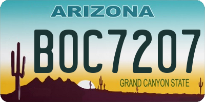 AZ license plate BOC7207