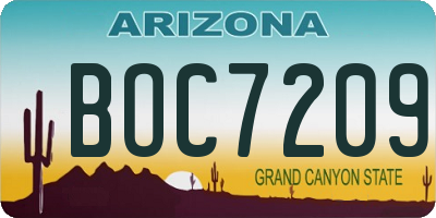 AZ license plate BOC7209