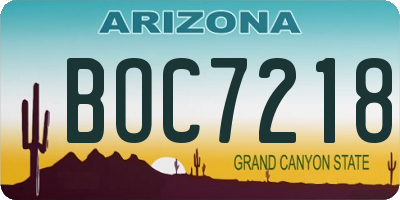 AZ license plate BOC7218