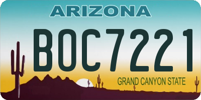 AZ license plate BOC7221