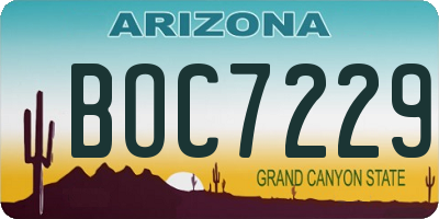 AZ license plate BOC7229