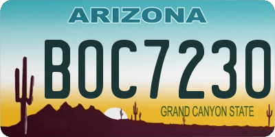 AZ license plate BOC7230