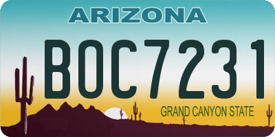 AZ license plate BOC7231