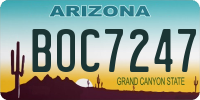 AZ license plate BOC7247