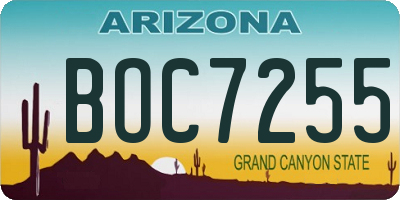 AZ license plate BOC7255