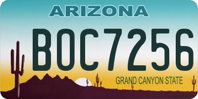 AZ license plate BOC7256
