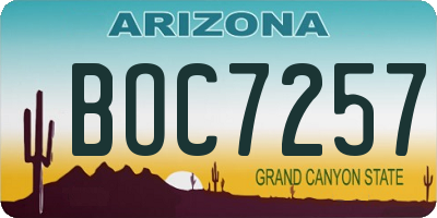 AZ license plate BOC7257
