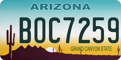 AZ license plate BOC7259