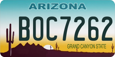 AZ license plate BOC7262
