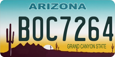 AZ license plate BOC7264