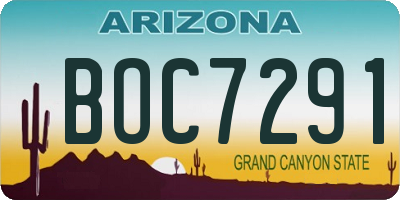 AZ license plate BOC7291