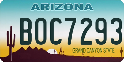 AZ license plate BOC7293