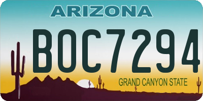 AZ license plate BOC7294