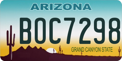 AZ license plate BOC7298