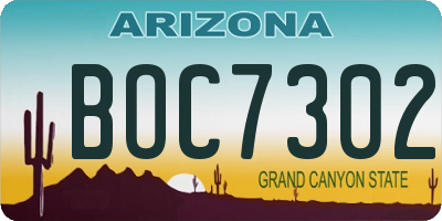 AZ license plate BOC7302