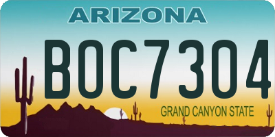 AZ license plate BOC7304