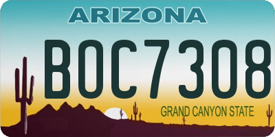 AZ license plate BOC7308