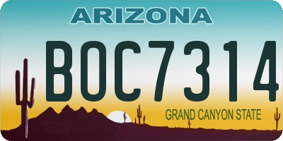 AZ license plate BOC7314