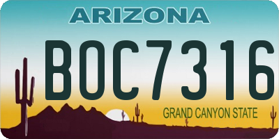 AZ license plate BOC7316