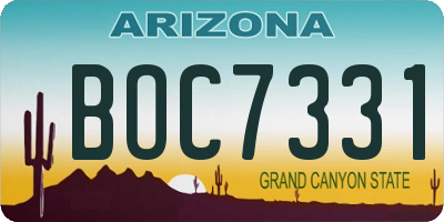 AZ license plate BOC7331
