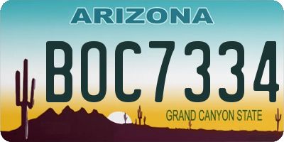 AZ license plate BOC7334