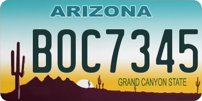 AZ license plate BOC7345
