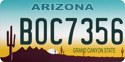 AZ license plate BOC7356