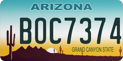 AZ license plate BOC7374