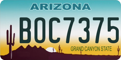 AZ license plate BOC7375