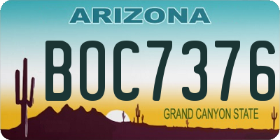 AZ license plate BOC7376