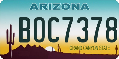 AZ license plate BOC7378