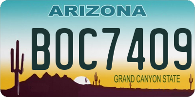 AZ license plate BOC7409