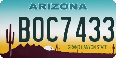 AZ license plate BOC7433