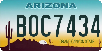AZ license plate BOC7434