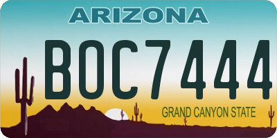 AZ license plate BOC7444