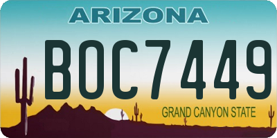 AZ license plate BOC7449