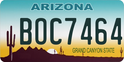 AZ license plate BOC7464