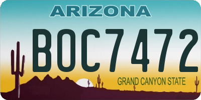 AZ license plate BOC7472