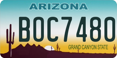AZ license plate BOC7480