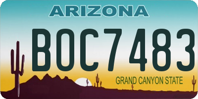 AZ license plate BOC7483