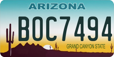 AZ license plate BOC7494