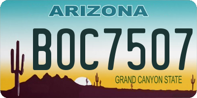 AZ license plate BOC7507