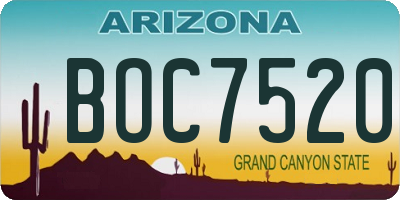 AZ license plate BOC7520