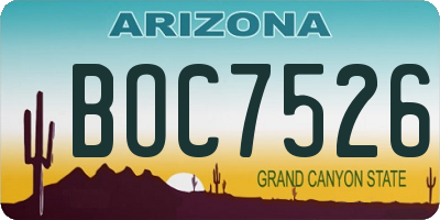 AZ license plate BOC7526
