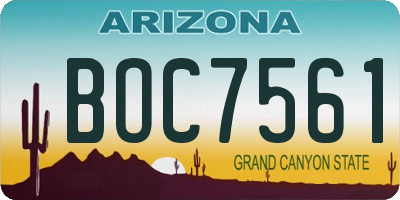 AZ license plate BOC7561